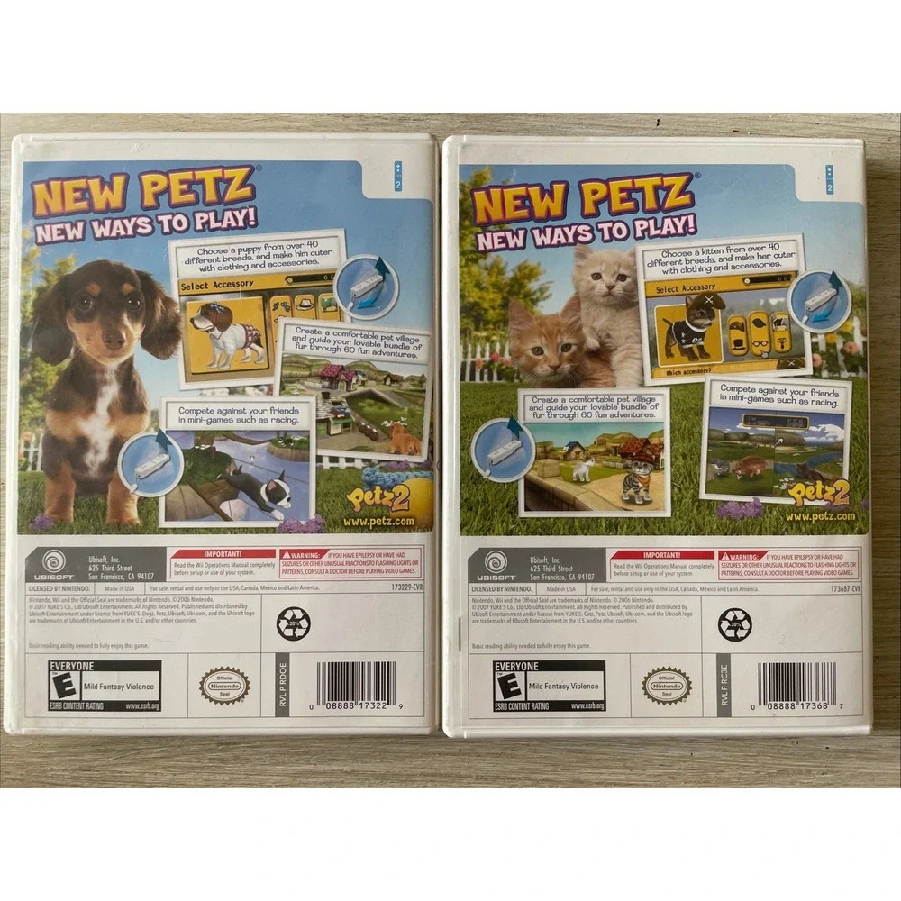 Nintendo Wii Petz 2 Game Bundle Lot of 2- Cats and Dogs Tested Working CIB